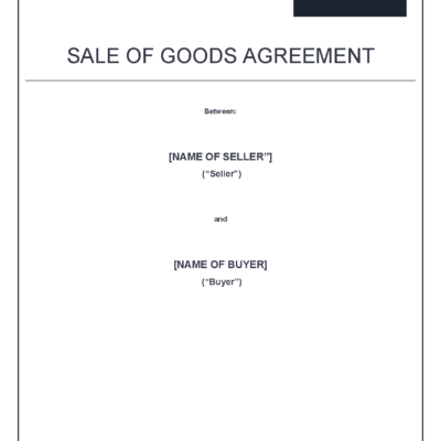 Sale of Goods Agreement